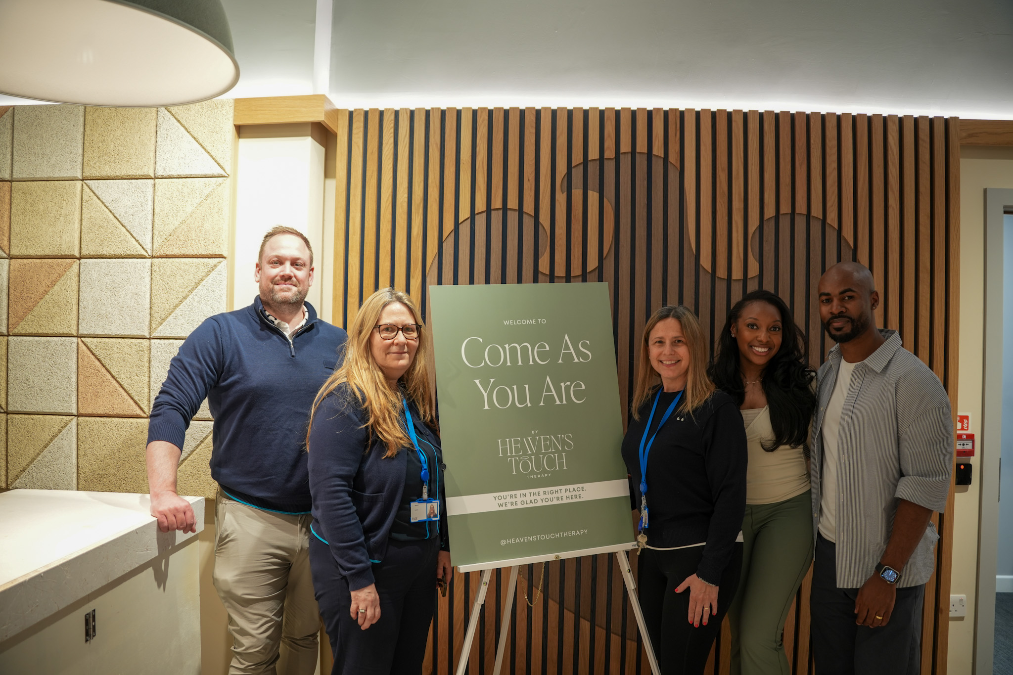 Heaven's Touch Therapy team on-site at Barclays Kensington branch for the Come As You Are wellness event