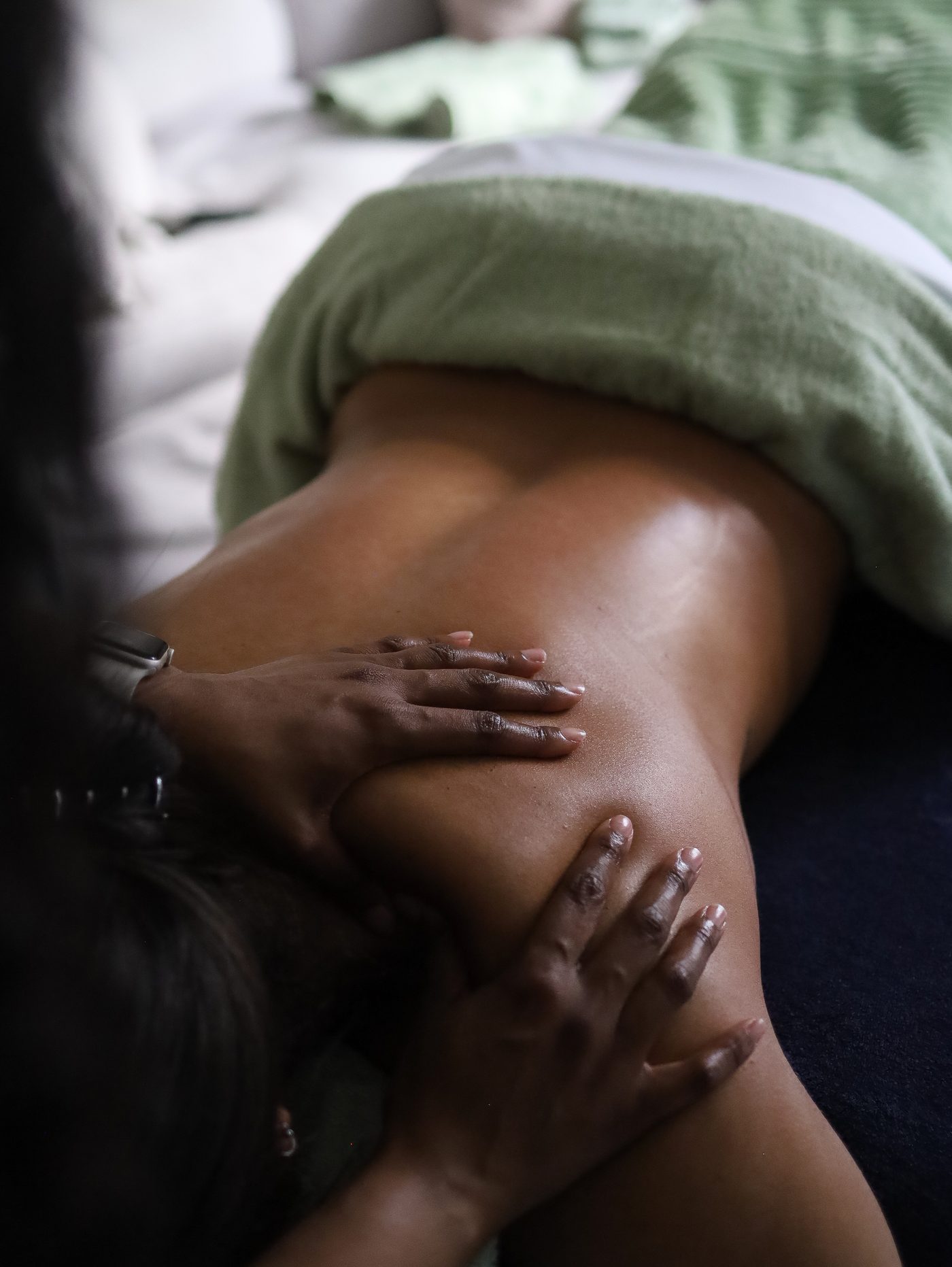 Massage therapy in progress